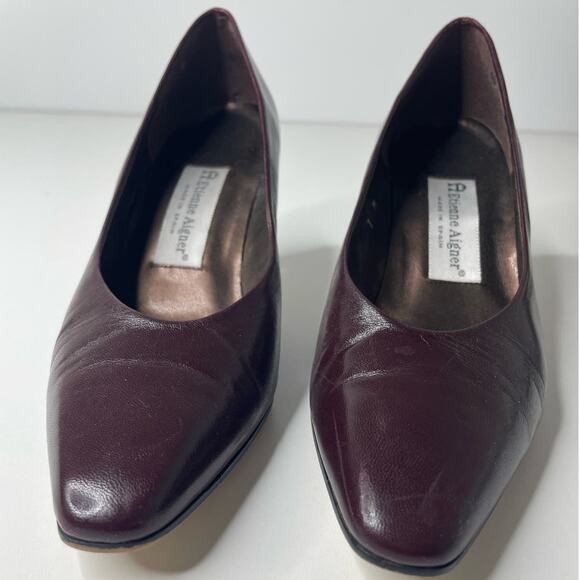 Etienne Aigner Danube Leather Slip On Mid Heel Dress Pumps Burgundy Womens Sz 7M - Picture 11 of 15
